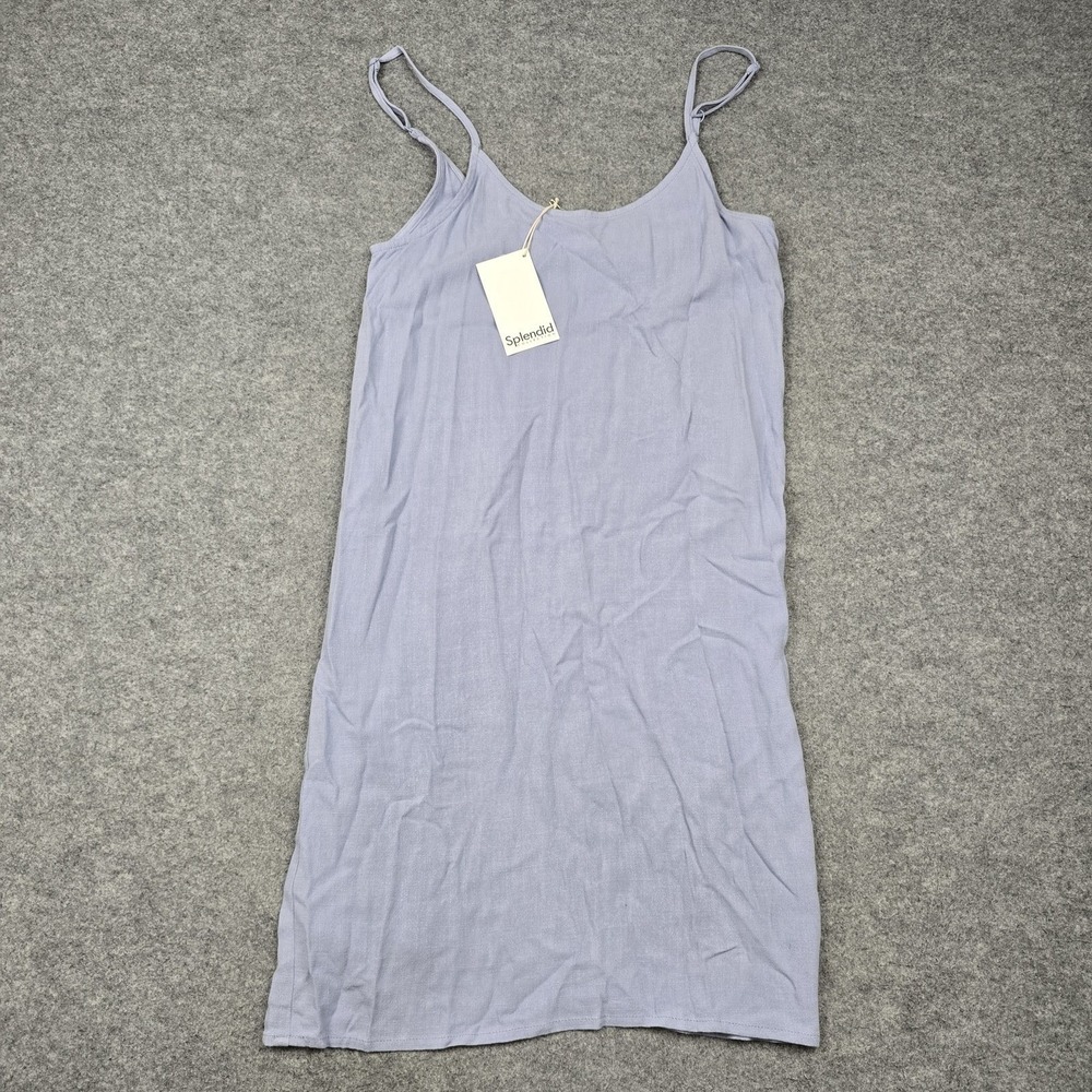 Splendid Dress Womens XS Blue Linen Blend Slip Sundress Adjustable Straps New
